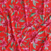 Bright Cherry Red Floral Digital Printed Good Quality Fabric Wholesale Market
